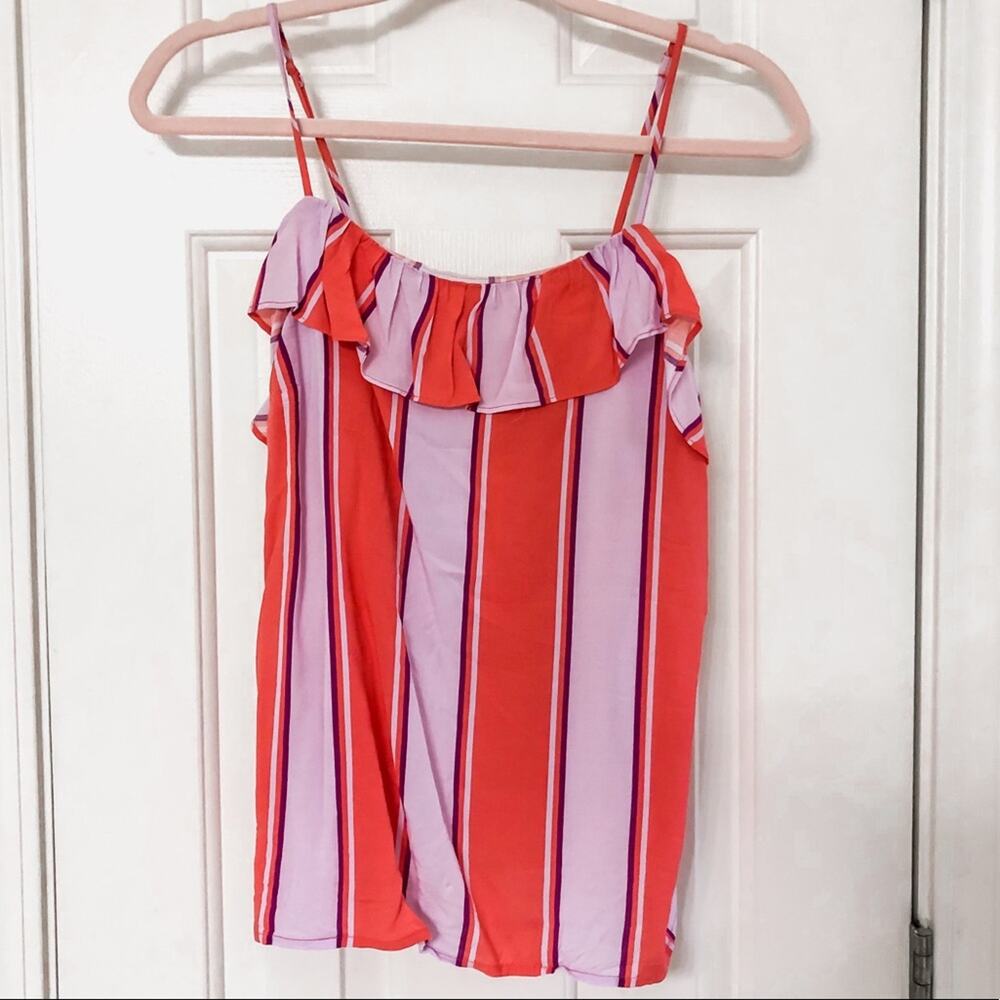 OLD NAVY • Purple Orange Ruffle Stripe Cami Tank Top